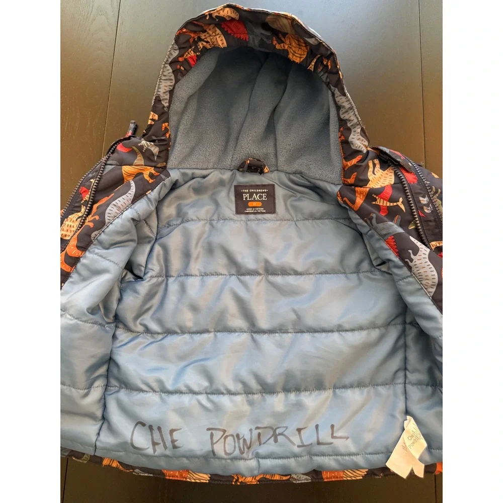 The Children's Place 3-in-1 Toddler Dinosaur Jacket Coat Size 2T Blue Fleece Zip